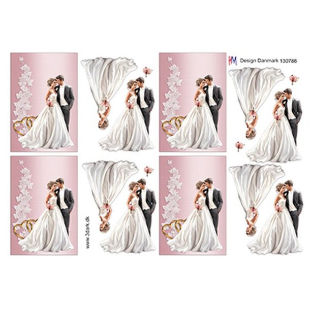 3D ark Sm kort med brudepar HM design M10