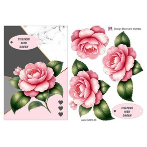 3D ark Stort kort med blomst M35