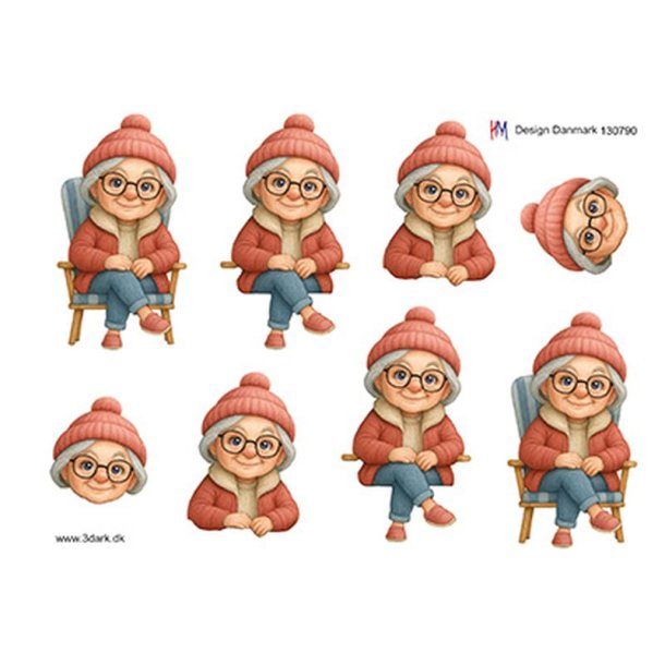 3D ark Bedstemor i stol