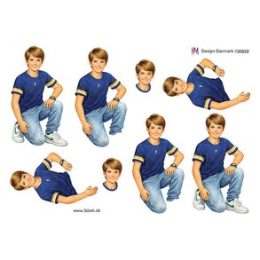 3D ark Dreng der sidder p� kn� HM design