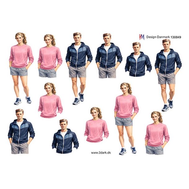 3D ark Dame og mand i shorts, HM design M49