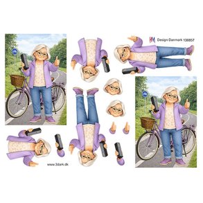 3D ark �ldre dame p� elcykel, HM design M49