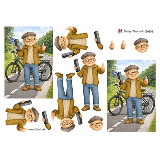 3D ark �ldre mand p� elcykel, HM design M49