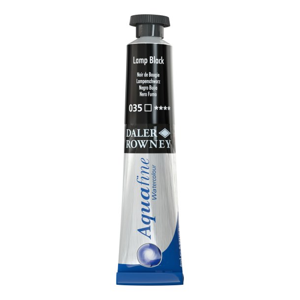 Lamp Black 035. 8 ml. tube Aquafine Watercolour - Daler Rowney