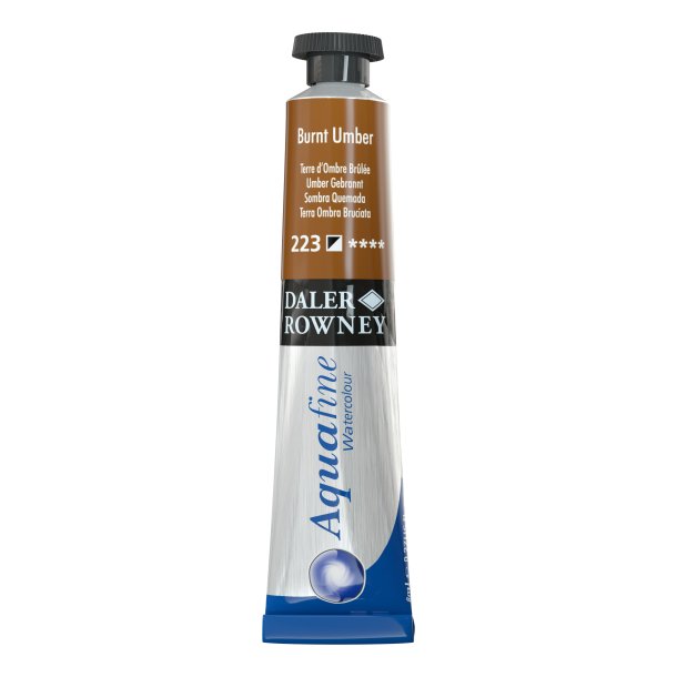 Burnt Umber 223. 8 ml. tube Aquafine Watercolour - Daler Rowney