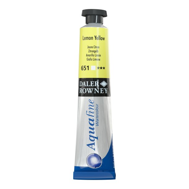 Lemon Yellow 651. 8 ml. tube Aquafine Watercolour - Daler Rowney