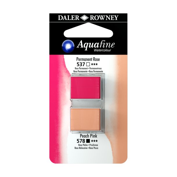 Aquafine Watercolour 1/2 pans - Permanent Rose - Peach Pink - Daler Rowney