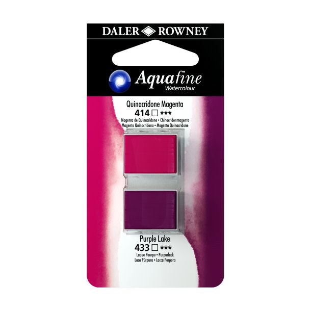 Aquafine Watercolour 1/2 pans - Quinacridone Magenta - Purple Lake - Daler Rowney