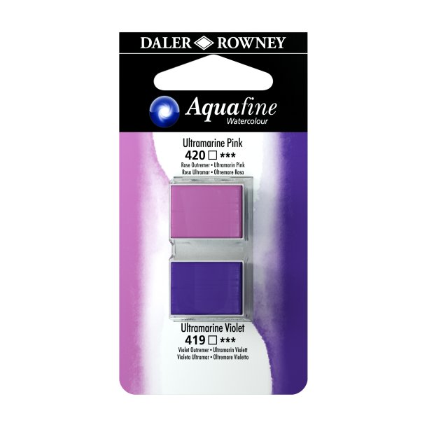 Aquafine Watercolour 1/2 pans - Ultramarine Pink - Ultramarine Violet - Daler rowney