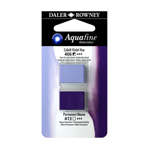 Aquafine Watercolour 1/2 pans - Cobalt Violet Hue - Permanent Mauve - Daler Rowney