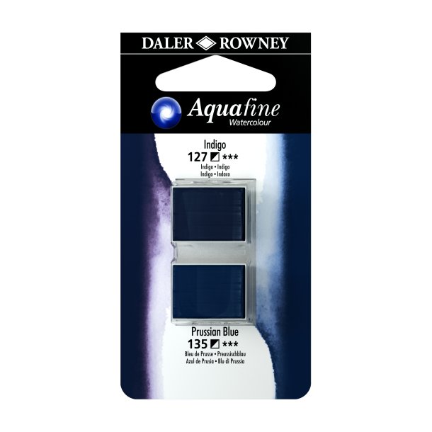 Aquafine Watercolour 1/2 pans - Indigo - Prussian Blue - Daler Rowney