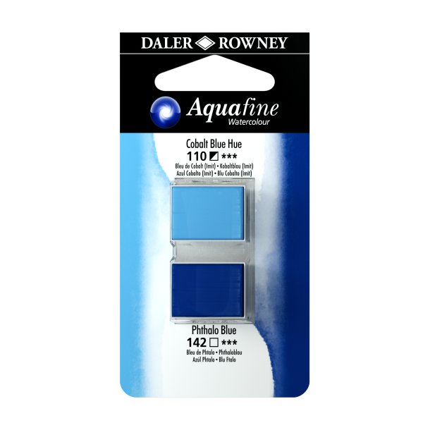 Aquafine Watercolour 1/2 pans - Cobalt Blue Hue - Phthalo Blue - Daler Rowney