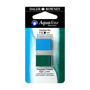 Aquafine Watercolour 1/2 pans - Coeruleum Hue - Transparent Turquoise - Daler Rowney