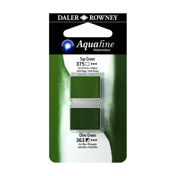 Aquafine Watercolour 1/2 pans - Sap Green - Olive Green - Daler Rowney