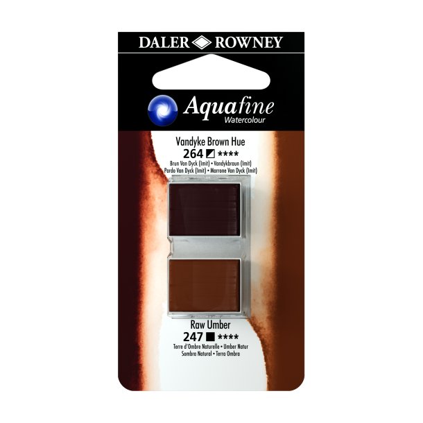 Aquafine Watercolour 1/2 pans - Vandyke Brown Hue - Raw Umber - Daler Rowney