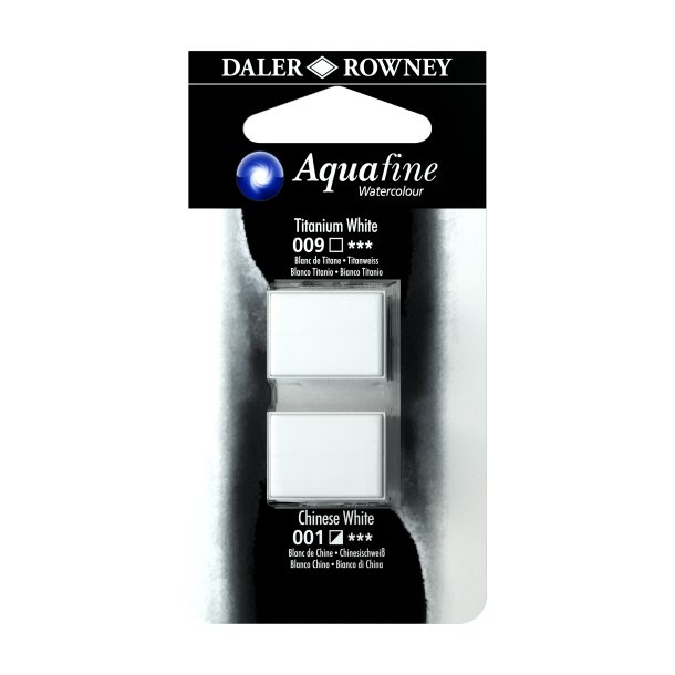 Aquafine Watercolour 1/2 pans - Titanium White - Chinese White - Daler Rowney