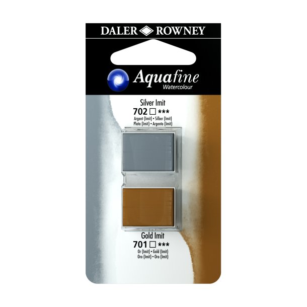 Aquafine Watercolour 1/2 pans - Silver Imit - Gold Imit - Daler Rowney