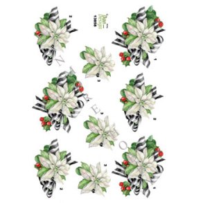 3D ark Hvid julerose M38