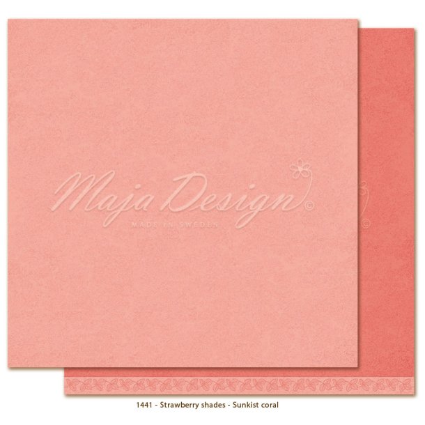 Mono baggrund Strawberry thief Sunkist coral 12x12" 