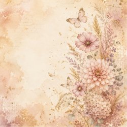 Papirblok Sensommer Blomster 15 x 15 cm - Luna Hobby
