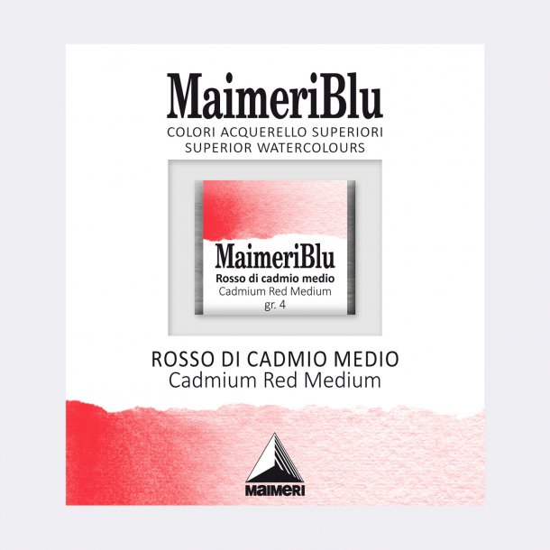 Cadm Red medium 228 Maimeri Blu Watercolour 1/2 Pans