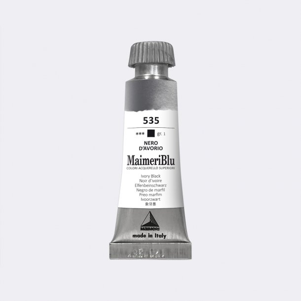 Ivory Black 535 Maimeri Blu Watercolour 12 ml Tube