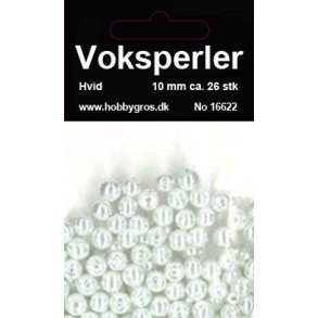 Voksglas perler 10mm ca. 26stk hvide