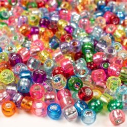 Perler pony 9mm transparent/s�lv mix 75stk