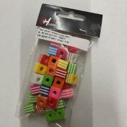 Perle stribede firkanter 10x10mm ca. 30g