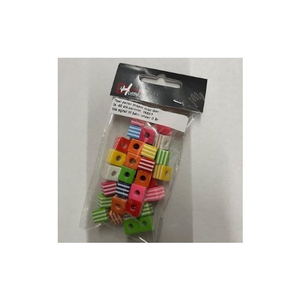 Perle stribede firkanter 10x10mm ca. 30g