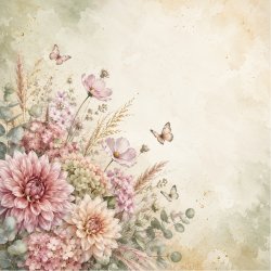 Papirblok Sensommer Blomster 15 x 15 cm - Luna Hobby