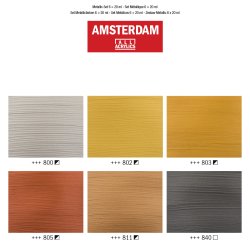 Amsterdam Akrylmaling s�t &aacute; 6 x 20 ML. Metallic