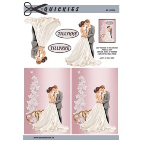 3D ark Brudepar med guldhjerter M41