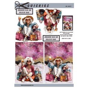 3D ark ldre dame med drinks og shoppeposer M41