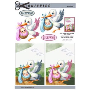 3D ark Stork med baby dreng og baby pige M41