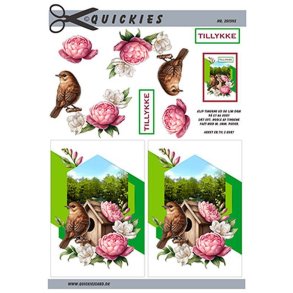 3D ark Q Blomster og fugl M25