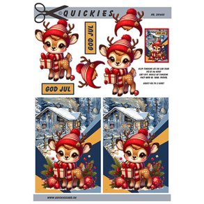 3D ark Rdyr med julegaver, Quickies card, M19