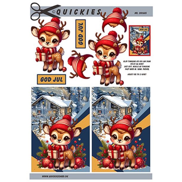 3D ark Rdyr med julegaver, Quickies card, M19