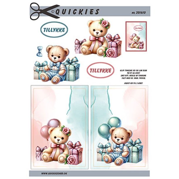 3D ark Bamse dreng og pige. Quickies card, M19