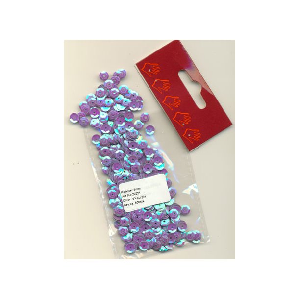 Pailletter lys lilla 6mm ca. 500stk