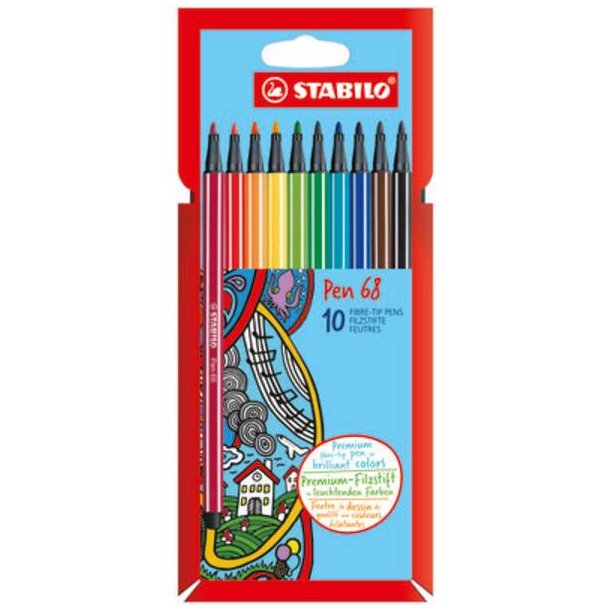 Stabilo pen nr. 68 pakke 10stk