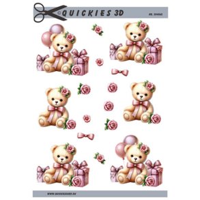 3D ark Bamse med gave og balloner pige M24