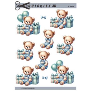 3D ark Bamse med gave og balloner dreng M24