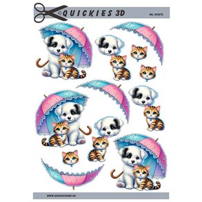3D ark Hundehvalp og killing under paraply Quickies, M19