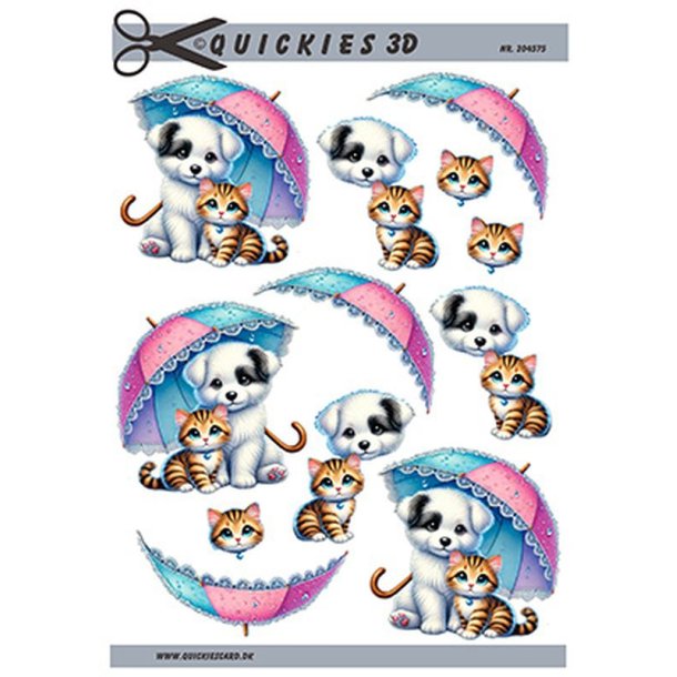3D ark Hundehvalp og killing under paraply Quickies, M19