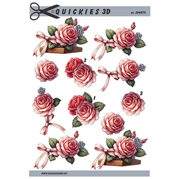 3D ark Buket med rose Quickies, M19