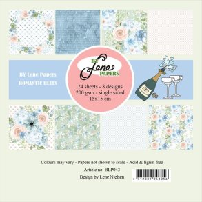 L�S BESKRIVELSE BY Lene papirblok Romantic Blues BLP043 15x15cm BESTILLINGSVARE