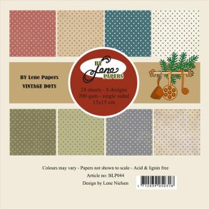 L�S BESKRIVELSE BY LENE Paperpad Vintage Dots BLP044 15x15cm BESTILLINGSVARE