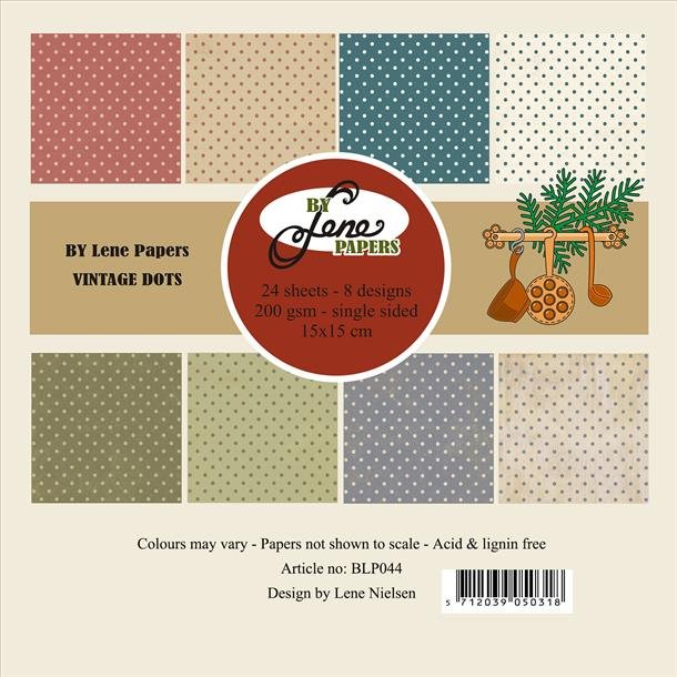LS BESKRIVELSE BY LENE Paperpad Vintage Dots BLP044 15x15cm BESTILLINGSVARE