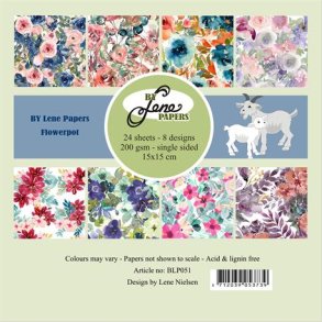 L�S BESKRIVELSE Papirblok Flowerpot BLP051 15x15cm 24ark BY LENE BESTILLINGSVARE